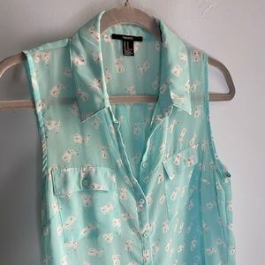 FOREVER 21 Baby blue bunnies 🐰 Almost-mint, lightest blue sheer sleeveless